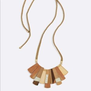 Noonday Collection Multi-Tone Wood and Stone Fan Necklace in Tan, Cream, Brown